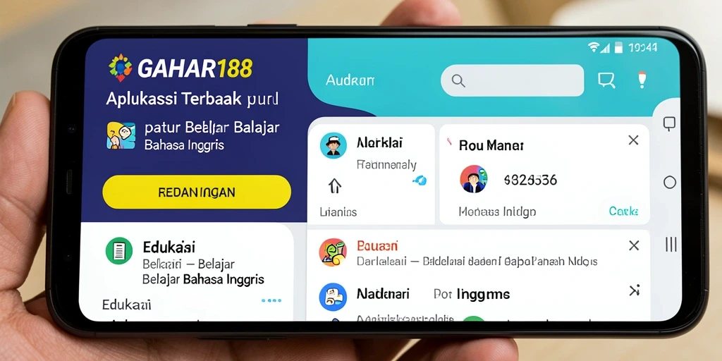 Tampilan antarmuka aplikasi GAHAR188 untuk belajar Bahasa Inggris yang interaktif.