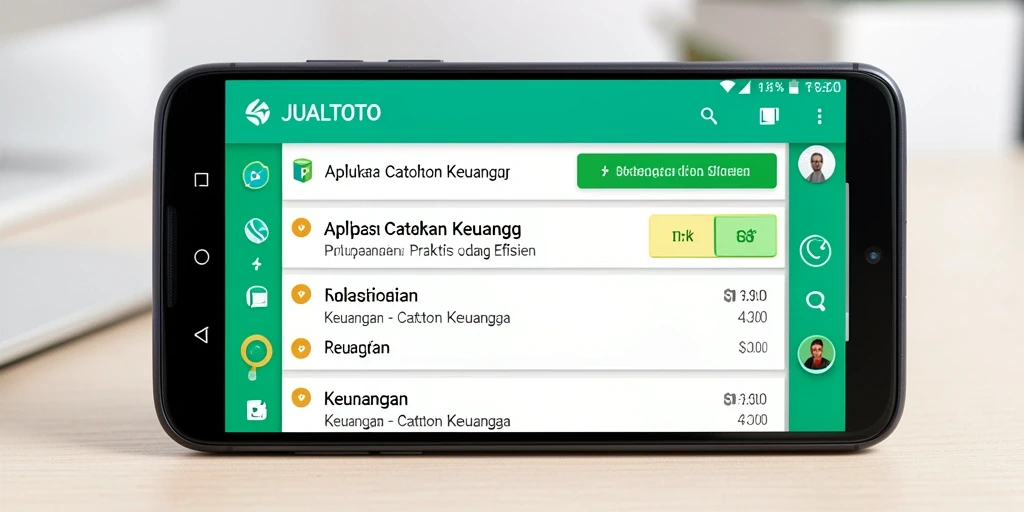 Antarmuka intuitif JUALTOTO untuk Catatan Keuangan pribadi.