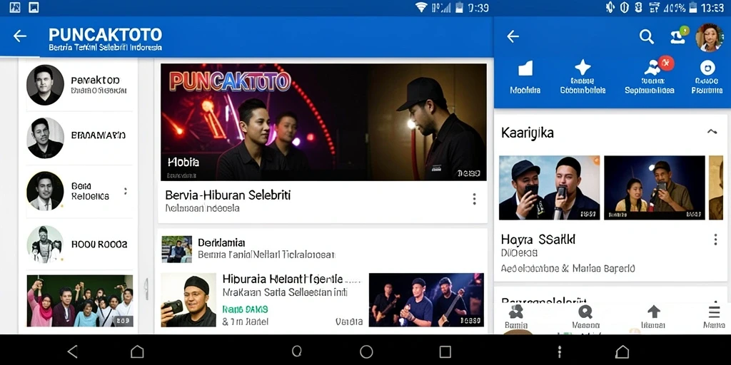 Tampilan antarmuka PUNCAKTOTO dengan berita hiburan selebriti terkini.