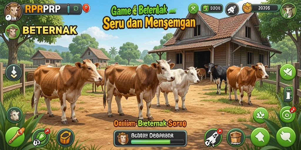 Antarmuka menarik dari game Beternak RPRPRP yang interaktif.