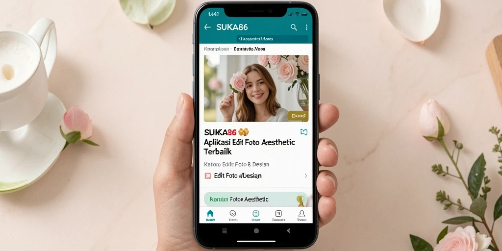 Tampilan antarmuka pengguna SUKA86 dengan berbagai fitur edit foto.